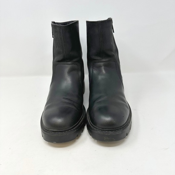 Ugg Polk Mixed Leather Moto Boots Black 8 - Picture 2 of 8